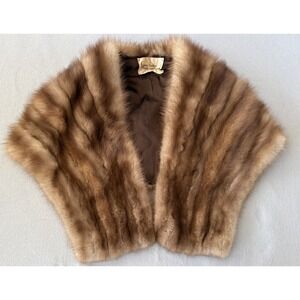 Vintage 1975 Natural Stone Marten Fur Stole Wrap Ganz Custom Furs Old Hollywood